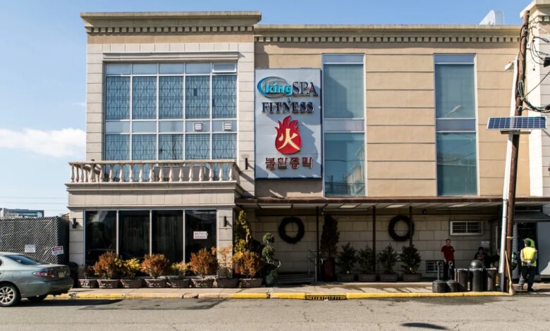 Exterior of King Spa & Fitness building in Palisades Park, NJ.