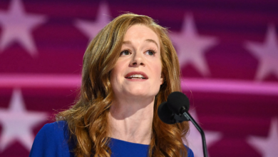 Michigan State Senator Mallory McMorrow speaks on the first day of the Democratic National Convention (DNC) at the United Center in Chicago, Illinois, on August 19, 2024. Vice President Kamala Harris will formally accept the party's nomination for president at the DNC which runs from August 19-22 in Chicago. 