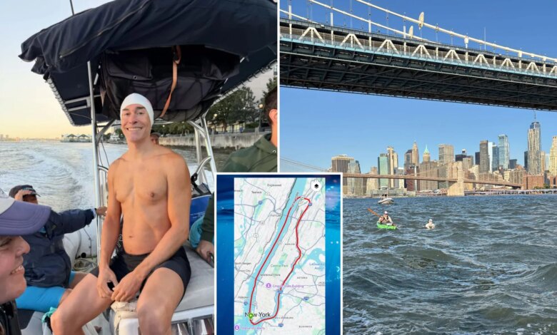 Exclusive | World record holder swims 29 miles around Manhattan in handcuffs