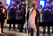 Sean Dunn allegedly throwing a sandwich at a federal officer