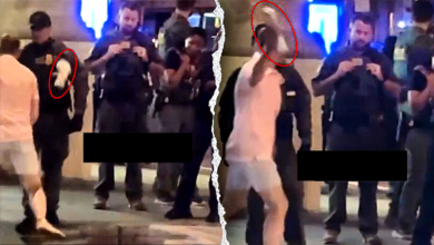 Sean Dunn allegedly throwing a sandwich at a federal officer