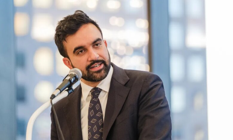 New York City mayor-elect Zohran Mamdani speaking at a press conference.
