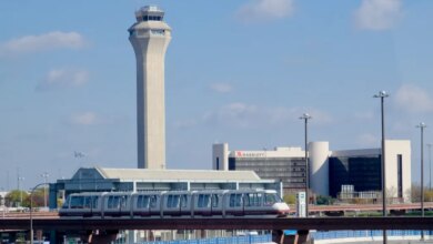 Measles detected at Newark Airport amid holiday travel 4 An empty AirTrain and the control tower are seen at Newark Liberty International Airport.