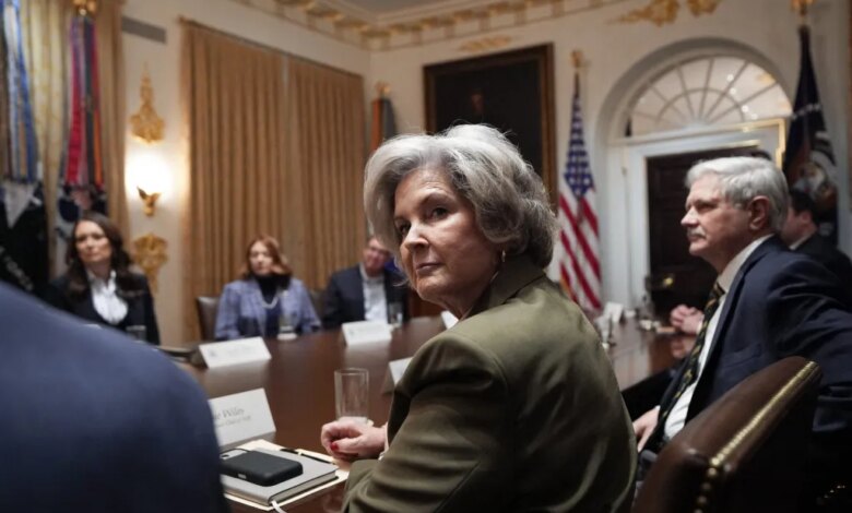 White House Chief of Staff Susie Wiles during the roundtable in the Cabinet Room where President Donald Trump reportedly expected to announce $12B aid plan for farmers, at the White House in Washington DC, USA, on December 8, 2025.