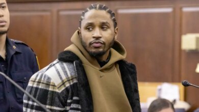 Tremaine Neverson (aka Trey Songz), 41, is arraigned in Manhattan Criminal Court Sunday evening.
