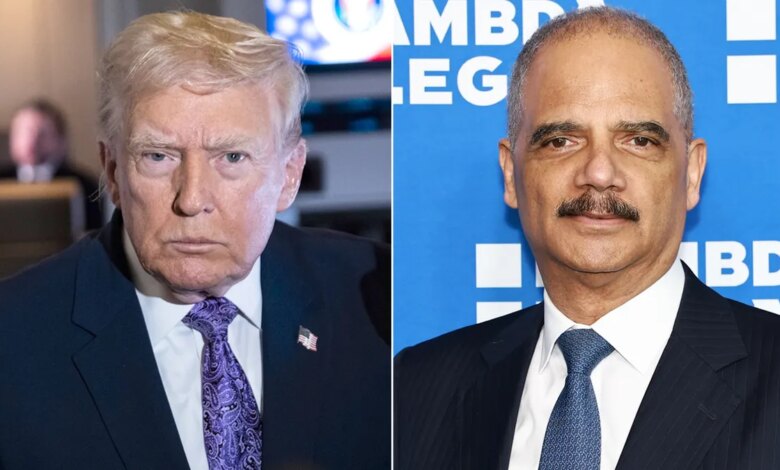 Trump highlights Eric Holder comments while urging Senate GOP to nix filibuster 1 Left: President Donald Trump; Right: Former Attorney General Eric Holder