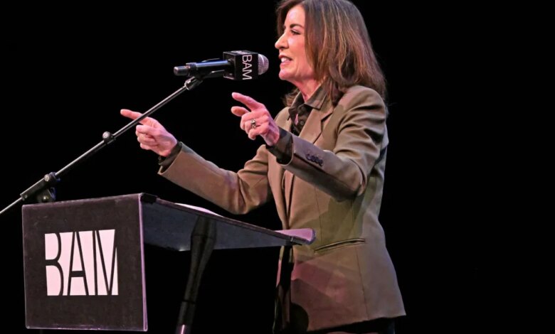 Governor Hochul (pictured) speaks at the Martin Luther King, Jr. celebration held at the Brooklyn Academy of Music on this federal holiday. 30 Lafayette Avenue, Brooklyn, NY.