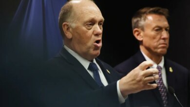 Border czar Tom Homan speaks during a news conference about ongoing immigration enforcement operations on January 29, 2026 in Minneapolis, Minnesota.