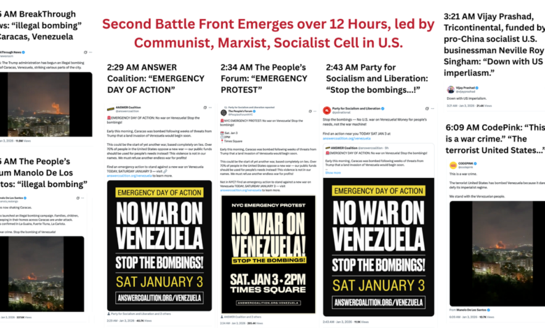 Over 12 hours, a network of self-described socialist, communist and Marxist organizations used social media to launch an anti-American propaganda and street campaign in the U.S. to support Venezuelan President Nicholas Maduro.