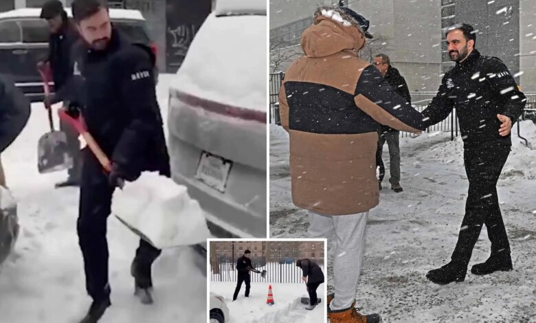 Zohran Mamdani reveals poor snow shoveling form as he strains his back in photo opportunity