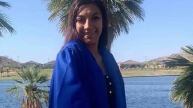 Cigarette burns and ‘deformities’ found on CA woman, ex-boyfriend claims she slipped in the shower 18 Crystal Marie Falcon, a domestic violence victim, smiling in a blue graduation gown in front of a lake.