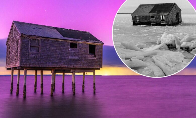 Hamptons 'stilt' house collapses into bay after standing for more than 70 years due to cold temperatures