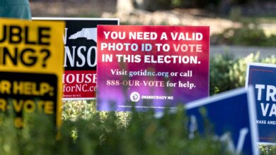 Voter ID signs during the 2024 election