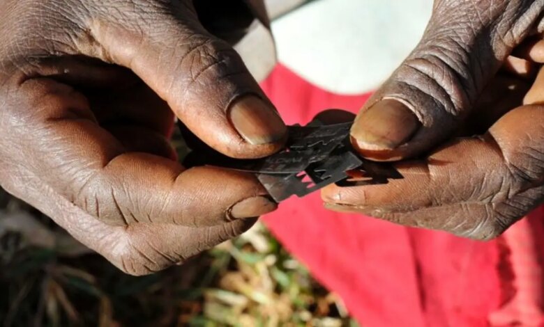 Razor blades often used before carrying out female genital mutilation.