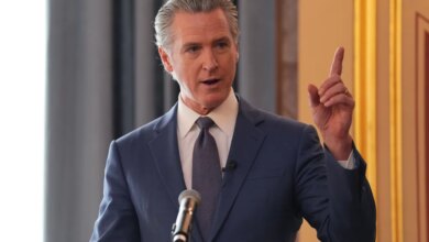 Gavin Newsom speaking at a clean energy agreement signing.