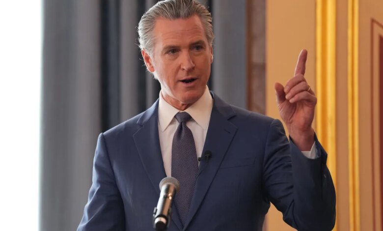 Gavin Newsom speaking at a clean energy agreement signing.