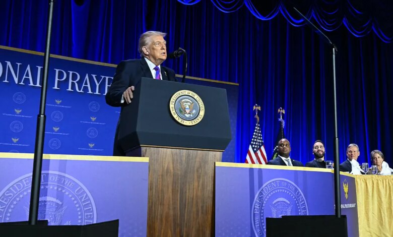 Trump speaking at prayer breakfast