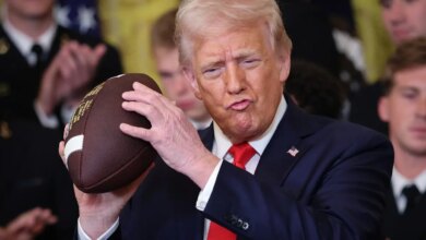 Donald Trump throws a football