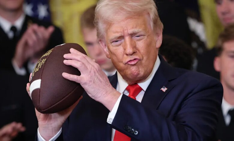 Donald Trump throws a football