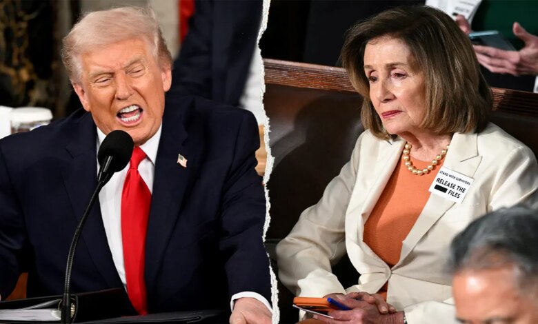 Trump targets Nancy Pelosi on Congress insider trading during address 1 Trump and Pelosi at State of the Union