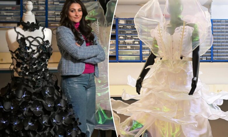 Wild NYFW robo-dress by tech wiz turned designer blooms when you shake someone's hand