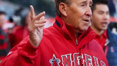 ANAHEIM, CALIFORNIA - APRIL 5: Los Angeles Angels owner Arte Moreno in attendance for an opening day game between the Boston Red Sox and the Los Angeles Angels at Angel Stadium of Anaheim on April 5, 2024 in Anaheim, California.