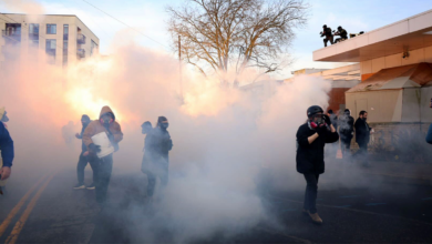 Federal agents lobbed tear gas and flash bangs at protesters