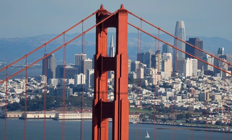 California's hardest working cities revealed in new ranking 1 The San Francisco skyline and Golden Gate Bridge from Marin Headlands.