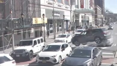A car went airborne through a White Plains intersection on Monday afternoon.