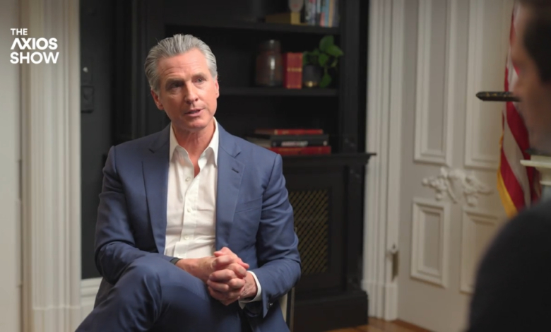 Gavin Newsom during an interview on The Axios Show.