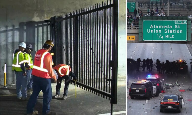 LA forced to block 101 Freeway on-ramps with gates ahead of 'No King's' protests