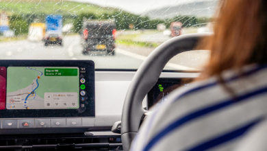 A driver using a GPS map