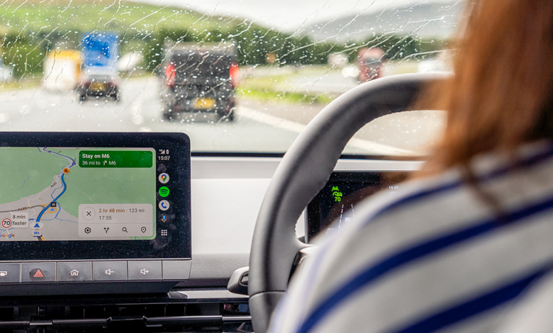 A driver using a GPS map