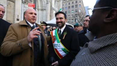 NYC Mayor Zohran Mamdani arrives at St. Patrick's Cathedral during the annual St. Patrick's Day Parade on March 17, 2026.