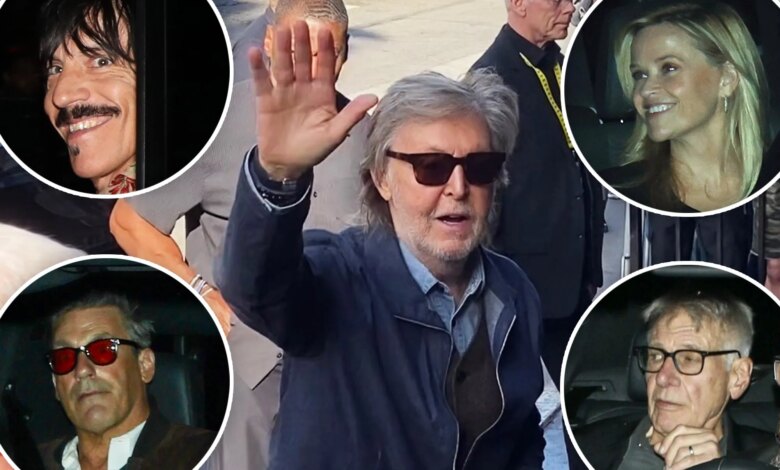 Paul McCartney plays for Jon Hamm, Harrison Ford, Reese Witherspoon and Ringo Starr at Hollywood's Fonda Theater