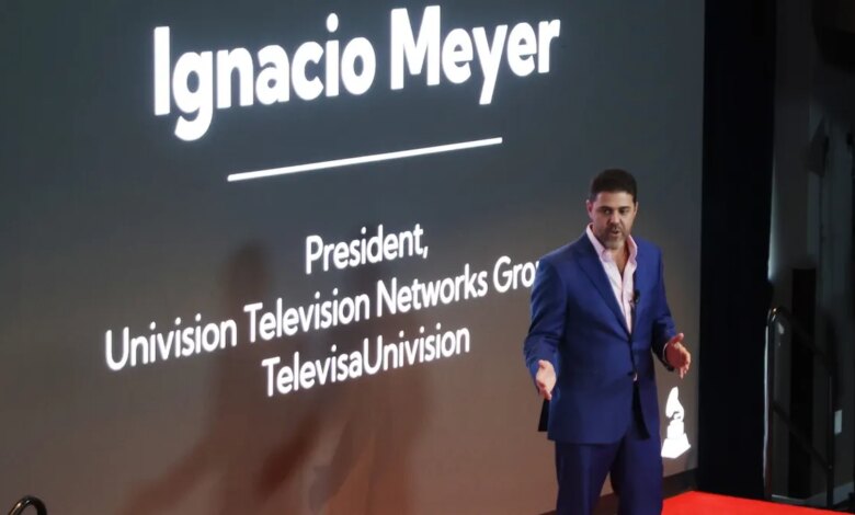 Univision President Ignacio Meyer speaks at an event