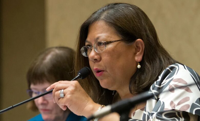California Controller Betty Yee listening during a meeting in Sacramento