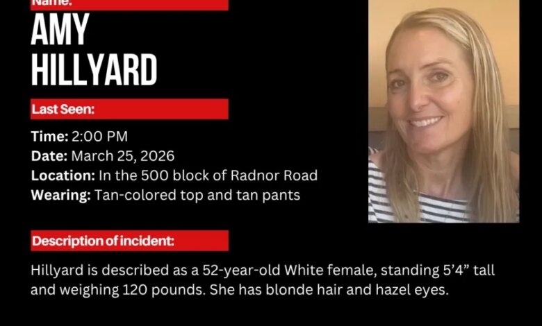 Missing person alert for Amy Hillyard from the Oakland Police Department.