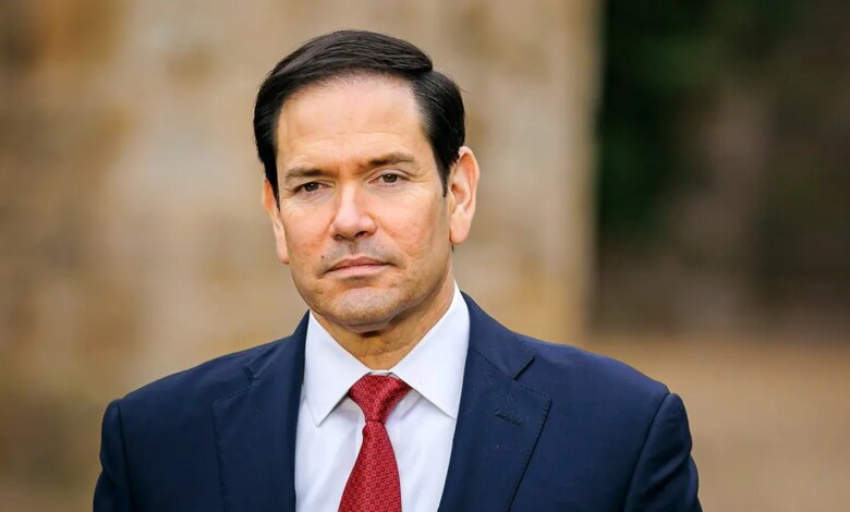 Marco Rubio standing at the G7 Foreign Ministers' Meeting in Cernay-la-Ville, France