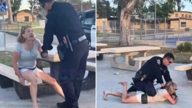 Instant karma for Karen who bit San Diego cop after racist rant