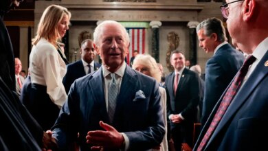 Britain's King Charles III leaves after addressing a joint meeting of Congress in the House Chamber of the U.S. Capitol in Washington