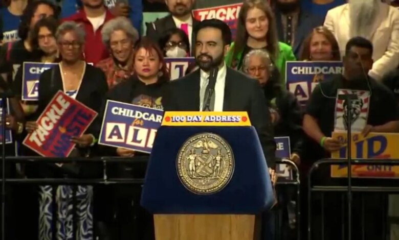 mamdani speaking during speech