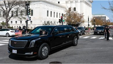 president donald trump's limo outside the supreme court