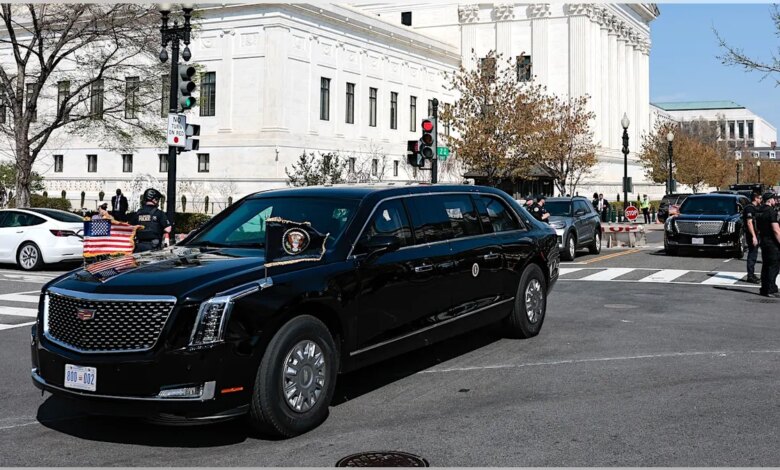 president donald trump's limo outside the supreme court