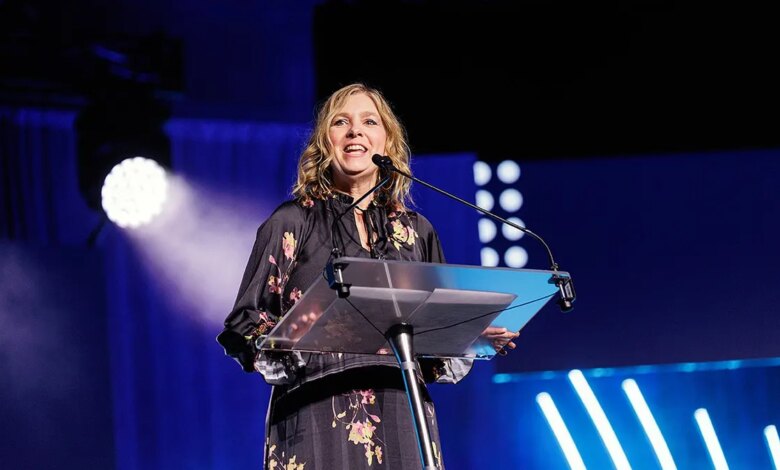 Bunni Pounds speaking at the National Religious Broadcasters Association