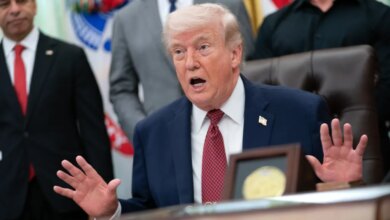 Washington, DC Trump and his advisors are seen during an announcement on researching the effects of psychedelic drugs in medical treatment for veterans, in the Oval Office of the White House in Washington, DC.