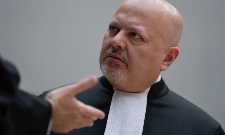 Chief Prosecutor Karim Khan talks before convening the International Criminal Court (ICC) in The Hague, Netherlands, on March 14, 2025.