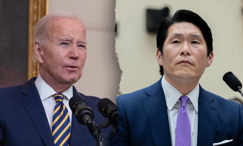 Former President Joe Biden speaking during an interview with Special Counsel Robert Hur