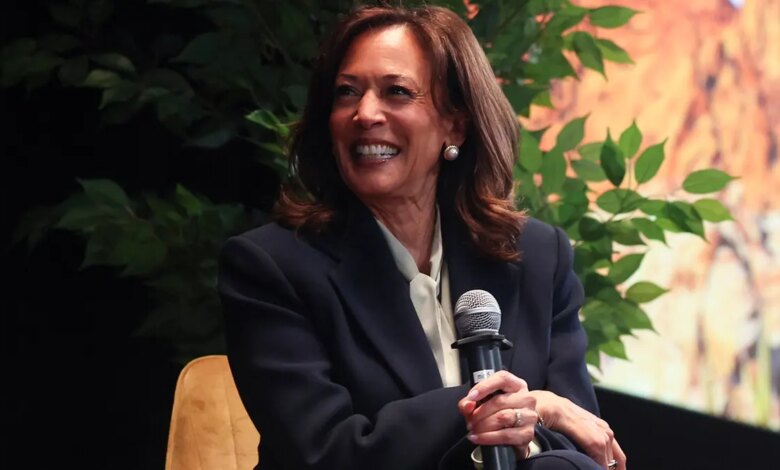 Former Vice President Kamala Harris speaking at MEET Las Vegas event.