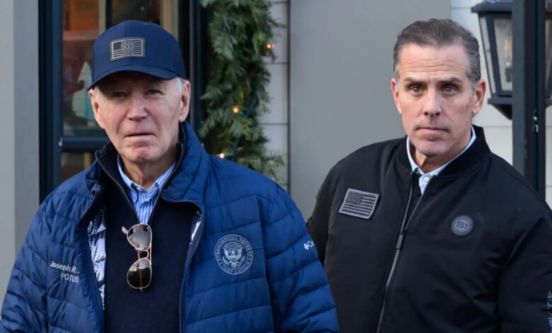 President Joe Biden and son Hunter Biden stepping out of a bookstore in Nantucket